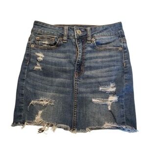 Distressed Denim Mini Skirt